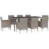 vidaXL 9-tlg. Garten-Essgruppe mit Kissen Grau Poly Rattan