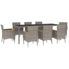 vidaXL 9-tlg. Garten-Essgruppe mit Kissen Grau Poly Rattan