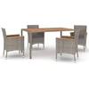 vidaXL 5-tlg. Garten-Essgruppe mit Kissen Grau Poly Rattan