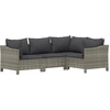vidaXL 4-tlg. Garten-Lounge-Set mit Kissen Grau Poly Rattan