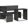 vidaXL Gartensofa in L-Form mit Tisch und Kissen Schwarz Poly Rattan