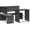 vidaXL Gartensofa in L-Form mit Tisch und Kissen Grau Poly Rattan