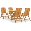 vidaXL 5-tlg. Garten-Essgruppe Massivholz Teak