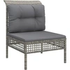 vidaXL Garten-Mittelsofa mit Kissen Grau Poly Rattan