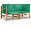 vidaXL Garten-Ecksofas mit Grünen Kissen 2 Stk. Bambus