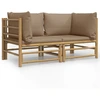vidaXL Garten-Ecksofas mit Taupe Kissen 2 Stk. Bambus