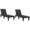 vidaXL Sonnenliegen 2 Stk. Schwarz 155x58x83 cm Polypropylen