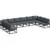 vidaXL Gartensofa-set 10 stk. Schwarz Aluminium