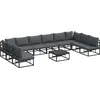 vidaXL Gartensofa-set 11 stk. Schwarz Aluminium
