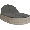 vidaXL Doppel-Sonnenliege mit Kissen Hellgrau Poly Rattan