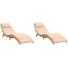 vidaXL Sonnenliegen mit Auflagen 2 Stk. Beige Massivholz Akazie