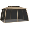 vidaXL Pavillon mit Doppeldach & Netzwänden Taupe 3,93x2,93 m Stahl
