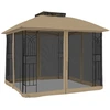 vidaXL Pavillon mit Doppeldach & Netzwänden Taupe 2,94x2,94 m Stahl
