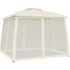 vidaXL Pavillon mit Doppeldach & Netzwänden Creme 2,93x2,93 m Stahl