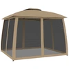 vidaXL Pavillon mit Doppeldach & Netzwänden Taupe 2,93x2,93 m Stahl