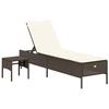 vidaXL Sonnenliege mit Tisch und Auflage Braun Poly Rattan