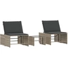 vidaXL Sonnenliegen 2 Stk. mit Tisch Hellgrau Poly Rattan