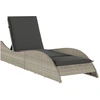vidaXL Sonnenliege mit Auflage Hellgrau 60x205x73 cm Poly Rattan