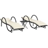 Sonnenliegen 2 Stk. mit Tisch Schwarz Poly Rattan