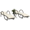 2 Sonnenliegen mit Tisch Braun Poly Rattan