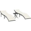 vidaXL Sonnenliegen 2 Stk. mit Tisch Schwarz Poly Rattan