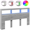 LED-Kopfteil mit Ablage Grau Sonoma 180x17x102 cm
