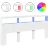 LED-Kopfteil mit Ablagen Weiß 220x17x102 cm