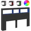 LED-Kopfteil mit Ablagen Schwarz 160x17x102 cm