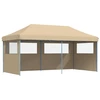 vidaXL Partyzelt Faltbar Pop-Up mit 3 Seitenteilen Beige