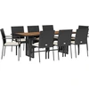 vidaXL 9-tlg. Garten-Essgruppe mit Kissen Schwarz Poly Rattan