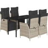 vidaXL 5-tlg. Garten-Essgruppe mit Kissen Hellgrau Poly Rattan