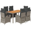 vidaXL 7-tlg. Garten-Essgruppe mit Kissen Grau Poly Rattan