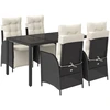 vidaXL 5-tlg. Garten-Essgruppe mit Kissen Schwarz Poly Rattan