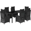 vidaXL 7-tlg. Garten-Essgruppe mit Kissen Schwarz Poly Rattan