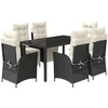 vidaXL 7-tlg. Garten-Essgruppe mit Kissen Schwarz Poly Rattan