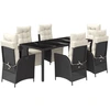 vidaXL 7-tlg. Garten-Essgruppe mit Kissen Schwarz Poly Rattan