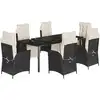 vidaXL 7-tlg. Garten-Essgruppe mit Kissen Schwarz Poly Rattan