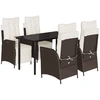 vidaXL 5-tlg. Garten-Essgruppe mit Kissen Braun Poly Rattan