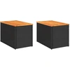 vidaXL Garten-Beistelltische 2 Stk Schwarz 55x34x37cm Poly Rattan Holz