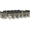 vidaXL 15-tlg. Garten-Essgruppe mit Kissen Hellgrau Poly Rattan
