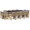 vidaXL 13-tlg. Garten-Essgruppe mit Kissen Beigemischung Poly Rattan