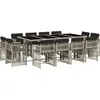 vidaXL 13-tlg. Garten-Essgruppe mit Kissen Hellgrau Poly Rattan