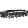 vidaXL 15-tlg. Garten-Essgruppe mit Kissen Schwarz Poly Rattan