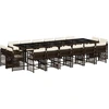 vidaXL 17-tlg. Garten-Essgruppe mit Kissen Braun Poly Rattan