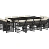 vidaXL 13-tlg. Garten-Essgruppe mit Kissen Schwarz Poly Rattan