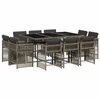 vidaXL 11-tlg. Garten-Essgruppe mit Kissen Grau Poly Rattan