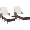 vidaXL Sonnenliege 3 stk. Poly-Rattan Braun und Creme Weiß