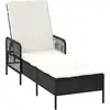 vidaXL Sonnenliege Poly-Rattan Schwarz und Cremeweiß