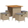 vidaXL 5-tlg. Garten-Essgruppe mit Kissen Beige Poly Rattan