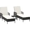 vidaXL Sonnenliege 3 stk. Poly-Rattan Schwarz und Cremeweiß